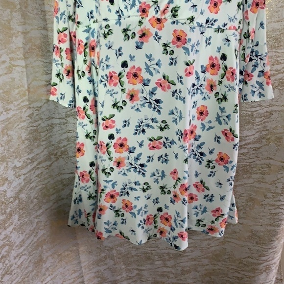 LOFT Floral Tunic Tie Back Bell Sleeve Boho Style Mini Dress Size 14 - Picture 7 of 16